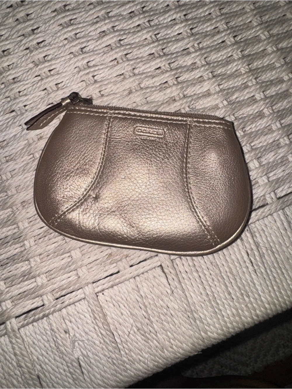 Coach Metallic Gold Leather Coin Pouch